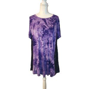 1X Purple Tie-Dye Short Sleeve Women’s Top